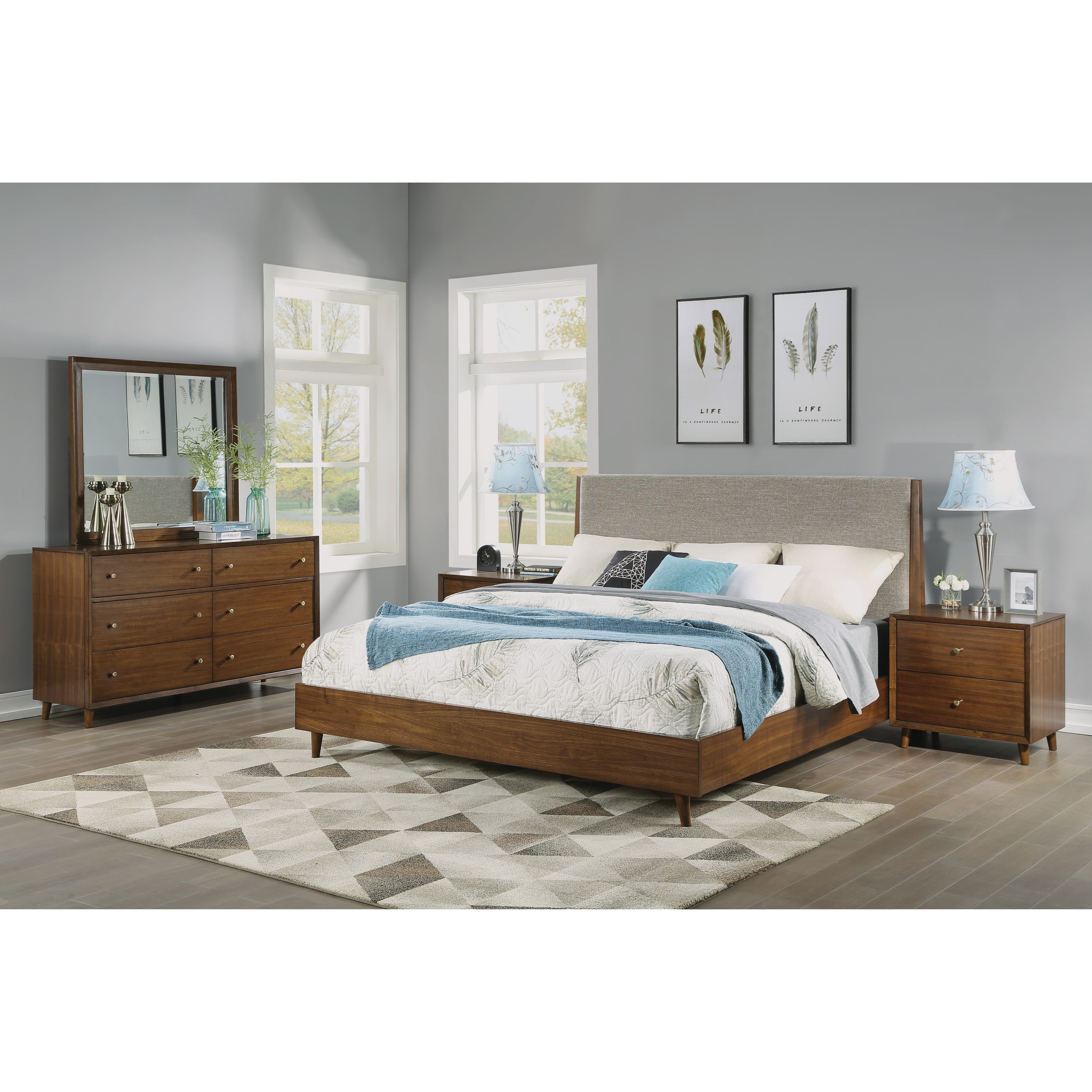 Mid century modern sale bedroom set queen